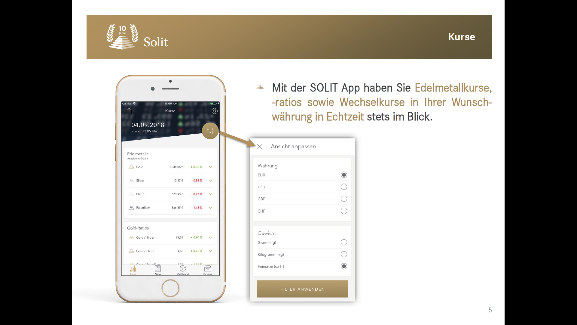 Screenshot der Solit-App